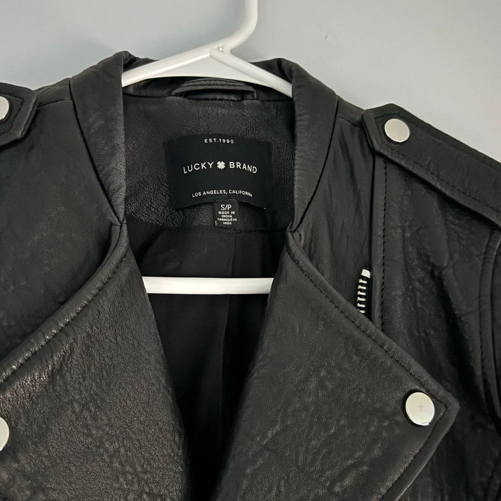 Lucky Brand Black Leather Biker Jacket - Picture 3 of 3